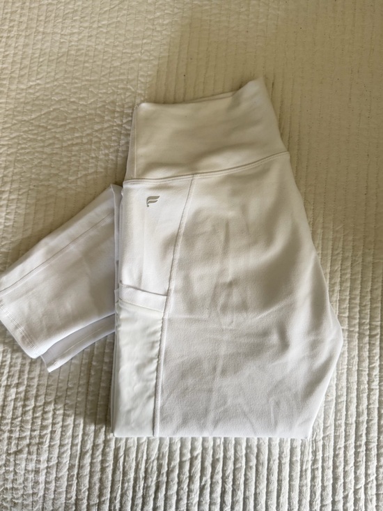 Fabletics Pants - Fabletics White PowerHold Leggings with Subtle Logo